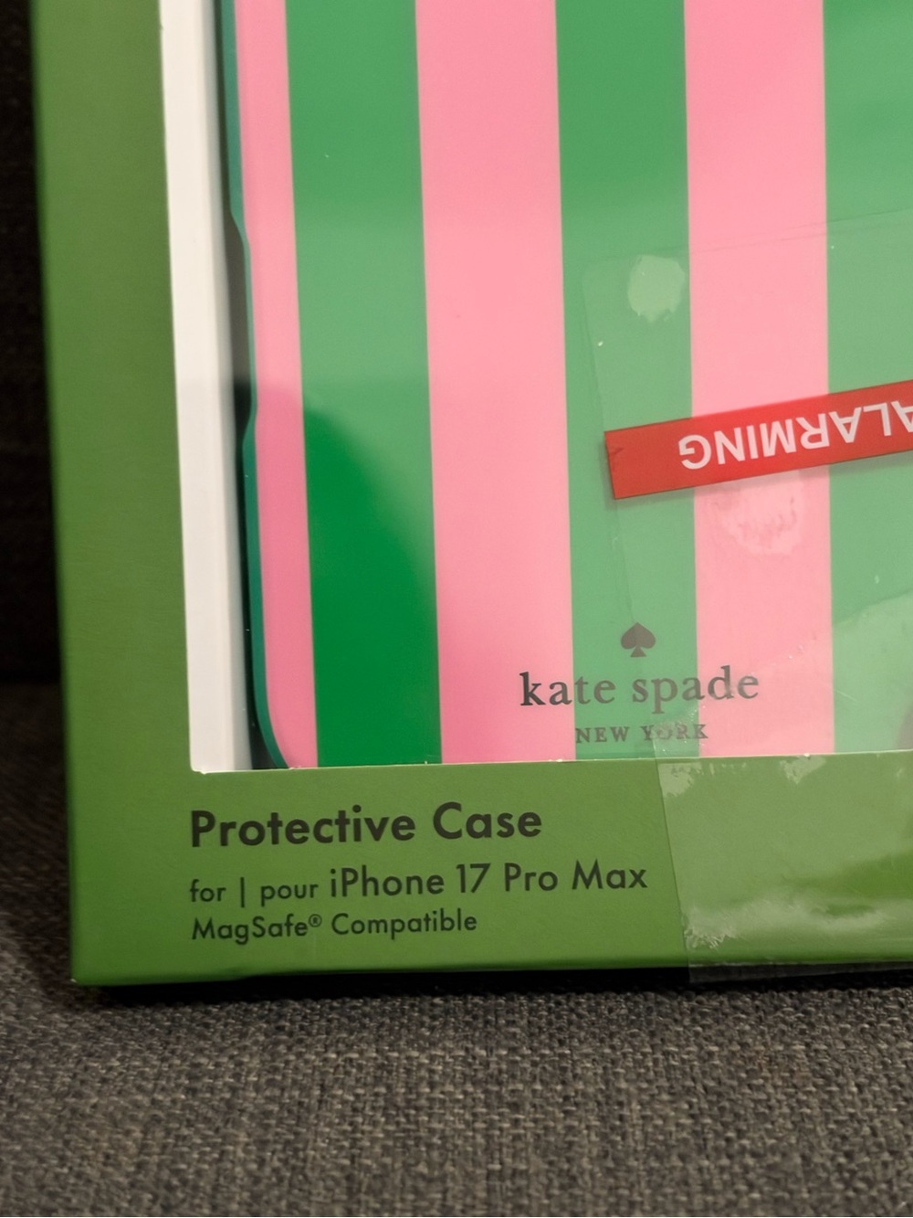 Kate Spade Pink and Green Vertical Stripe iPhone Case 17 Pro Max - Picture 2 of 3